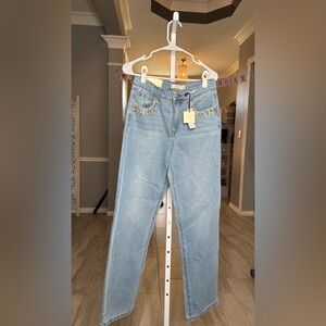 tgla Francesca’s Light Blue Jeans with Embellishments Size 27